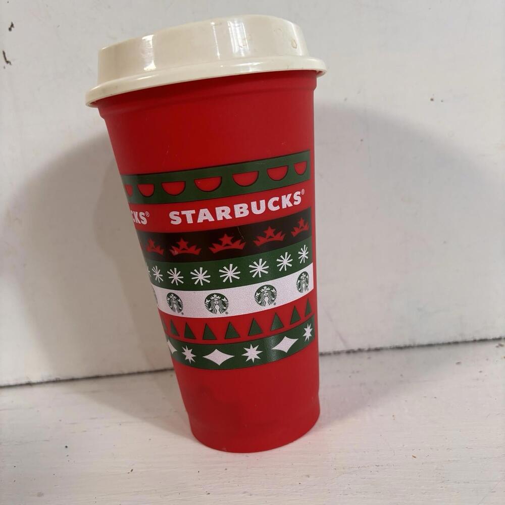 Starbucks Christmas 2020 Red  Coffee Cup Mug  16 Oz Reusable Sweater Design NWOT
